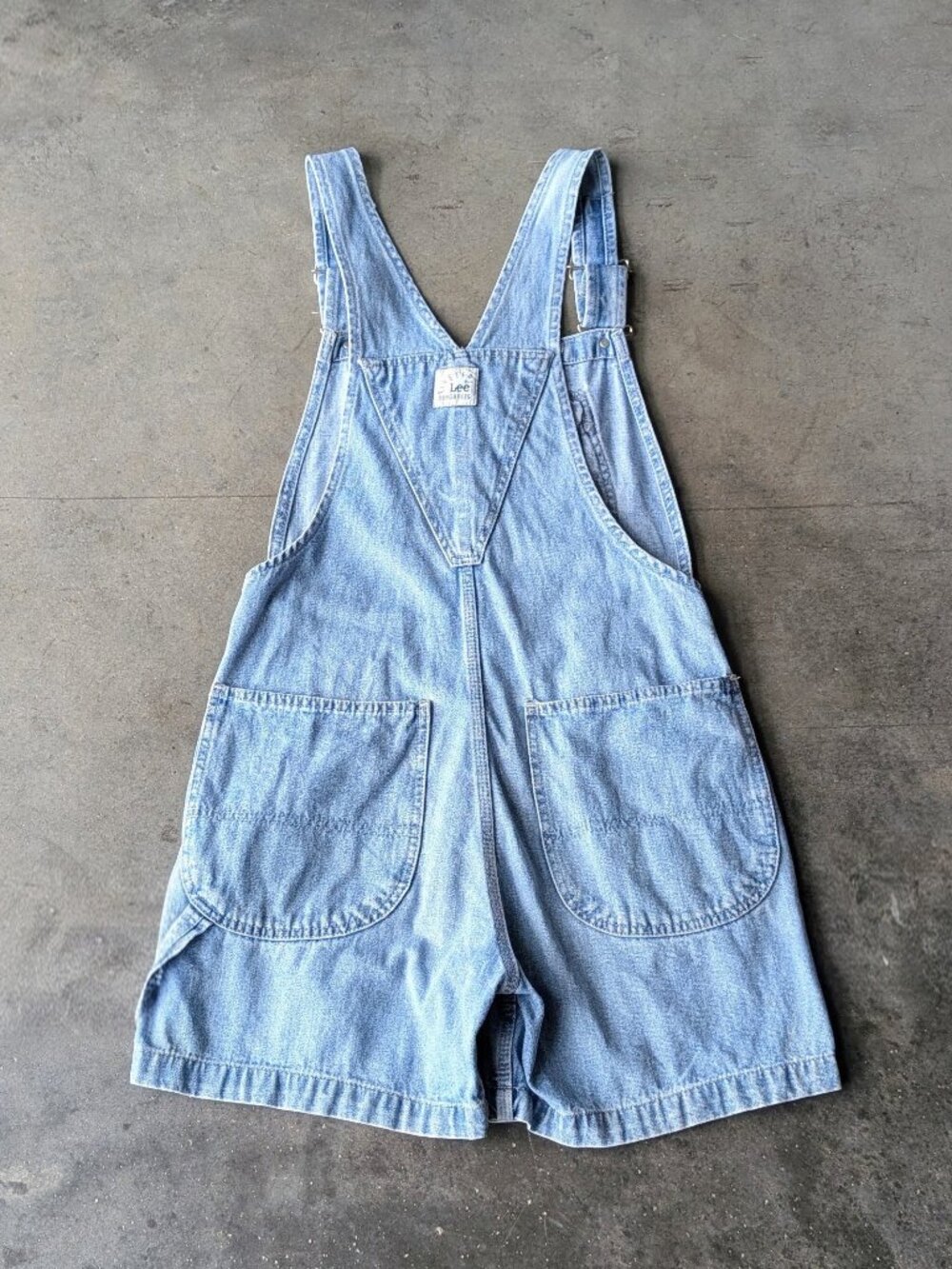 Vintage Lee Riveted Dungarees Blue Denim Bib Overalls Shortalls - Picture 11 of 11